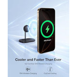 Baseus 3 in 1 Wireless Charger Stand, Qi2 Certified 15W Cooling Magnetic Charging Station, MagSafe-Compatible iPhone Charger for iPhone12-15 Series, Apple Watch, AirPods - 45W Adapter Included