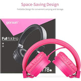 gorsun Kids Headphones, Lightweight Stereo Wired Toddler Headphones, Adjustable Headband Children's Headset for Smartphones Computer Pad Earphones(Pink)