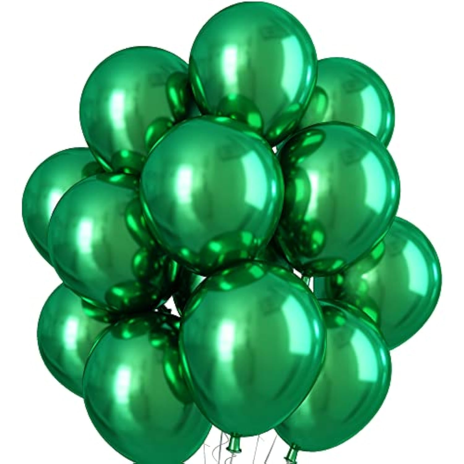 Metallic Chrome Green Balloons: Double Stuffed Latex, Party Decoration (30-Piece Set, 12")