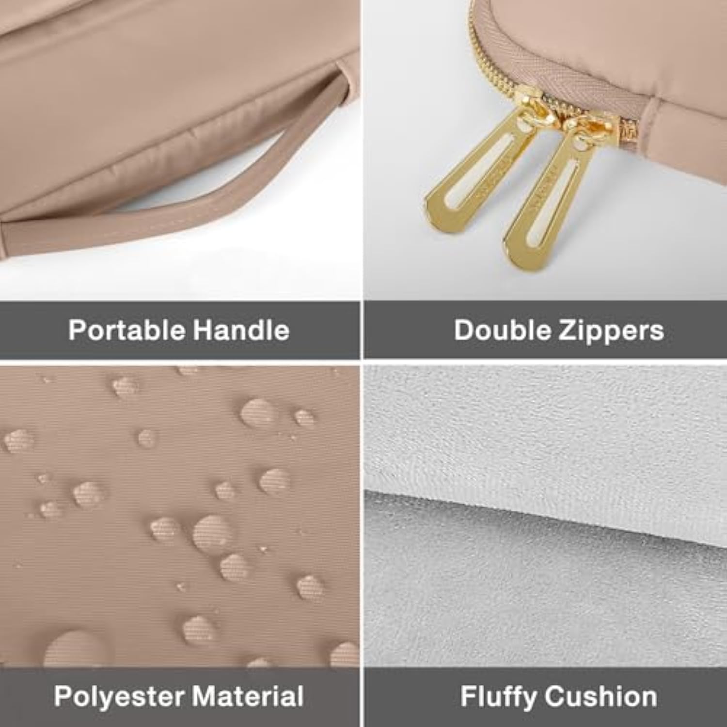 MOSISO 13-14 inch Laptop Case, 13.3 inch Puffy Laptop Sleeve Compatible with MacBook Air 13 13.6 M3 M2 M1/Pro 13/14, HP, Dell, ASUS, Lenovo, Rectangle Vertical Bag with Small Case&Side Handle, Brown