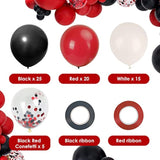 Red, Black & White Balloon Set: 65-Piece Party Decorations