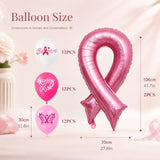 Breast Cancer Awareness Balloons – 38 Pcs Pink Ribbon Latex Foil Set