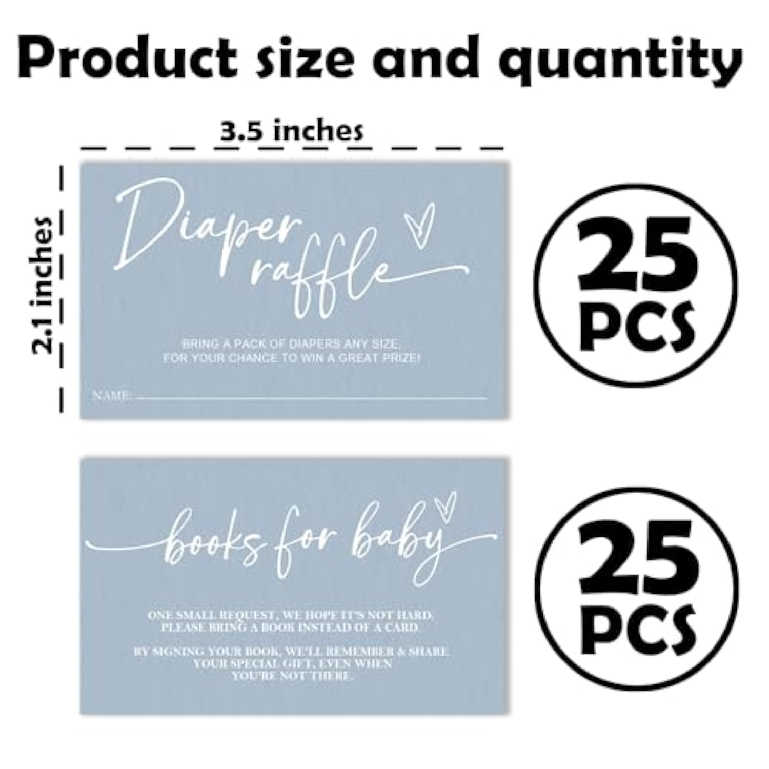Diaper Raffle Tickets & Book Request Cards For Baby Shower - Set Of 50 Blue Minimalist Game Cards (2.1X3.5 Inch)-Baby Announcement Invite Supplies For Boys & Girls-Gender Reveal Party Decorations-A01
