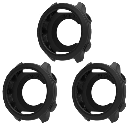 3 Pack Watch Cover Compatible with Garmin Forerunner 55 Silicone Protective Case Shell Smartwatch Accessories (Black)