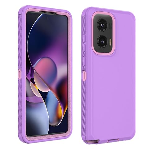 For Moto G Stylus 5G 2024 Case, [Drop Protection] Full Body Shockproof Grip Plastic Bumper Tpu 3-Layers Durable Solid Phone Sturdy Hard Cover [Purple]