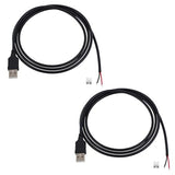 2Pcs 3.28FT USB 2.0 A Male 2-Pin Bare Wire (5V/2A) Black Open End Pigtail Cable for DIY Repair & Power Supply