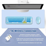 Cute Baby Bear Compact Wireless Keyboard And Mouse Combo, Colorful 85 Round Keys With Numeric Keys, 2.4G Wireless, Gift For Girls And Kids, Compatible With Notebook, Pc (Pink)