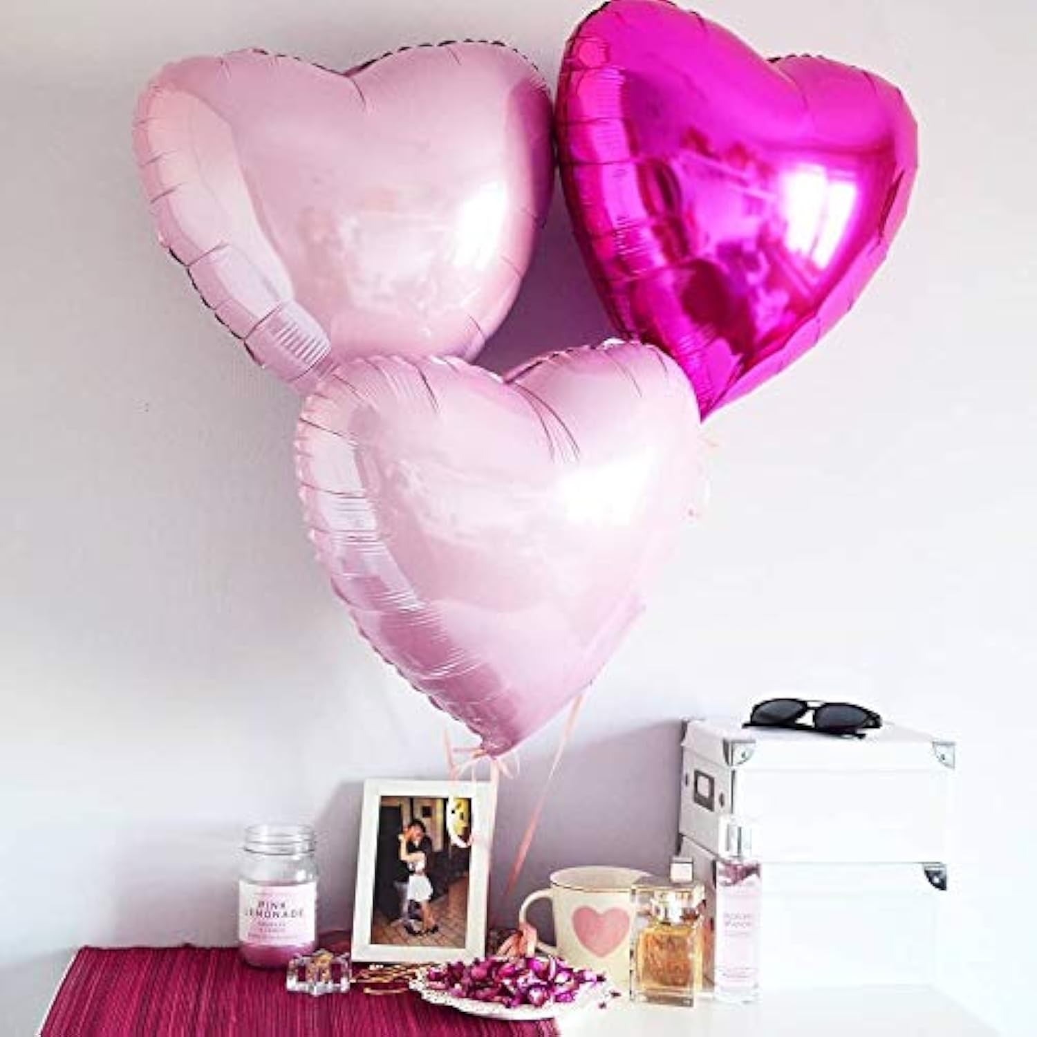 8 Pcs 36 Inch Huge Red Heart Balloons, Romantic Large Heart Foil Balloons Valentine'S Day Balloons For Wedding Engagement Anniversary Party Favor Decorations (Pink)