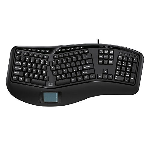 Akb-450Ub - Ergonomic Keyboard With Built-In Touchpad & Palm Rest For Comfort, Wired Usb, Multimedia Hotkeys, Split Keys Design - Compatible For Pc