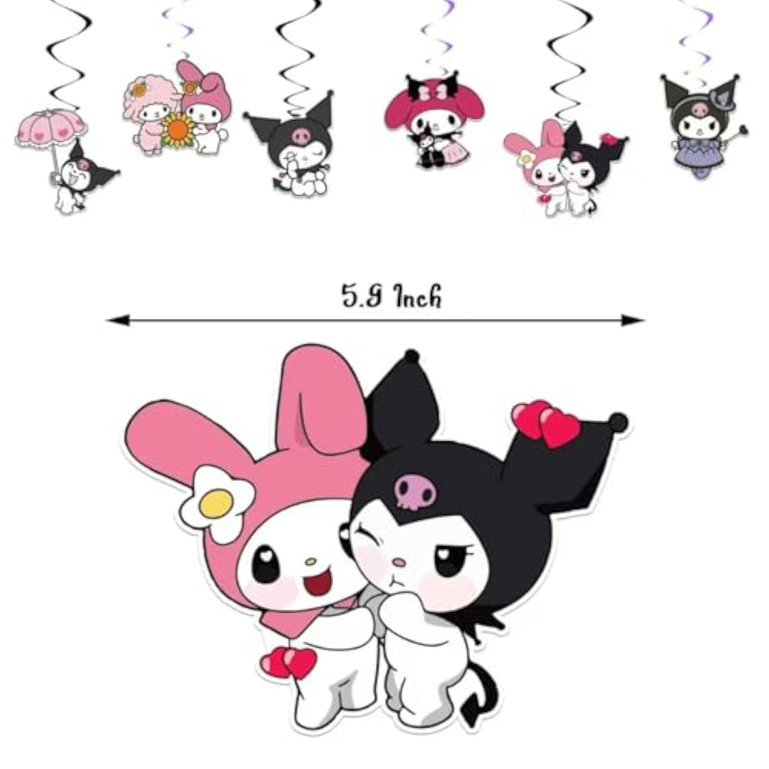 52Pcs-Kuromi Birthday Party Supplies, Party Decorations Set Include Banner, Balloons, Hanging Swirls, Cake Cupcake Toppers, Tablecloth For Girls Kuromi Theme Party