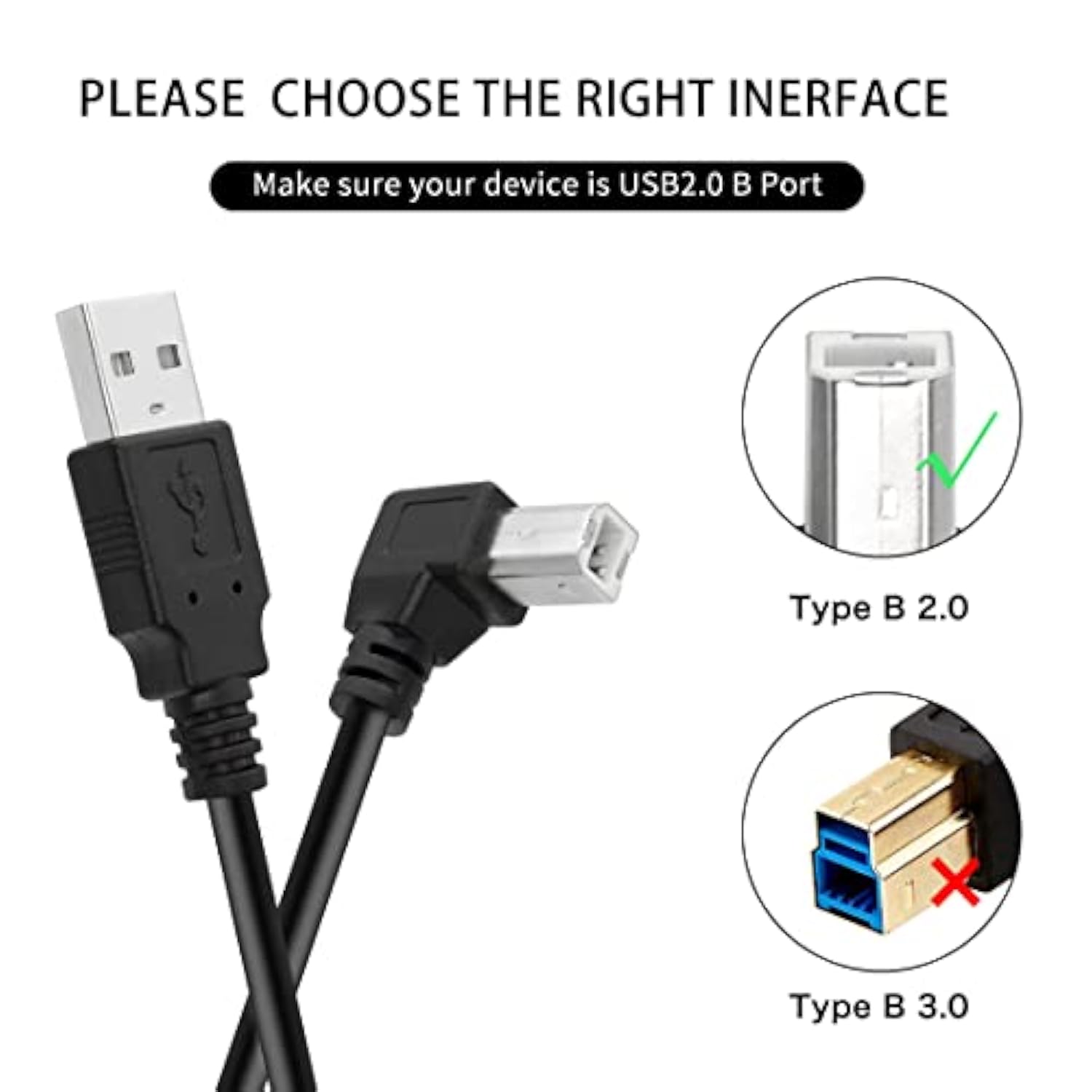 Usb Printer Cable 90 Degree Usb 2.0 A Male To B Male Printer Scanner Usb B Cab