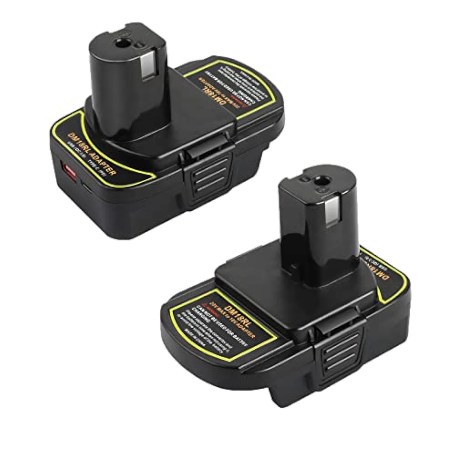 2 Pack Dm18Rl Battery Adapter Converter With Usb Socket & Type-C Compatible For Dewalt 20V & Milwaukee M18 Li-Ion Battery Convert To Ryobi 18V P108 Abp1801 Battery