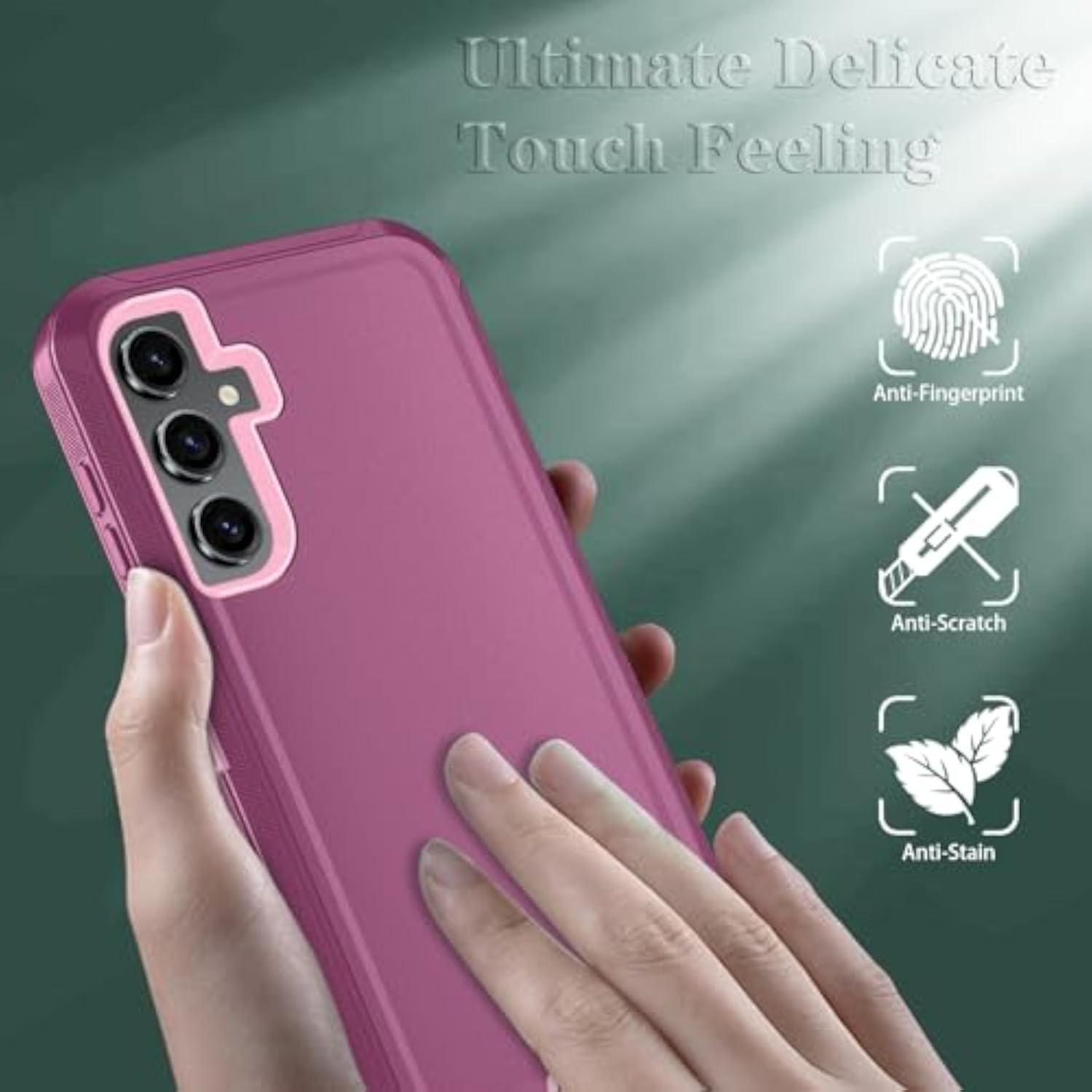 Samsung Galaxy A37 5G Phone Case, Wine Red and Pink Color Options, 3-Layer Heavy Duty Full-Body Protector
