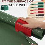 2Pcs Wrapping Paper Roll Cutter Tool Paper Cutter, Wrapping Paper Cutter With 4 Replaceable Blade Set Heavy Duty Paper Cutters For Crafting Classroom Home Birthday Christmas Gift Cutter Green Red