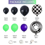 145Pcs Monster Truck Theme Purple And Green Black Balloon Garland Arch Kit With Big Wheels Checkered Foil Balloons For Kids Truck Race Car Birthday Party Decorations Monster Truck Party Supplies