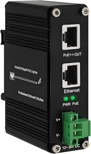Industrial Poe++ Gigabit Injector 12-48Vdc Input - Din Rail/Wall Mount,Ieee 802.3 At,Outdoor Rated Networking Power Supply 95W Ethernet Over Power For Industrial Devices And Camera