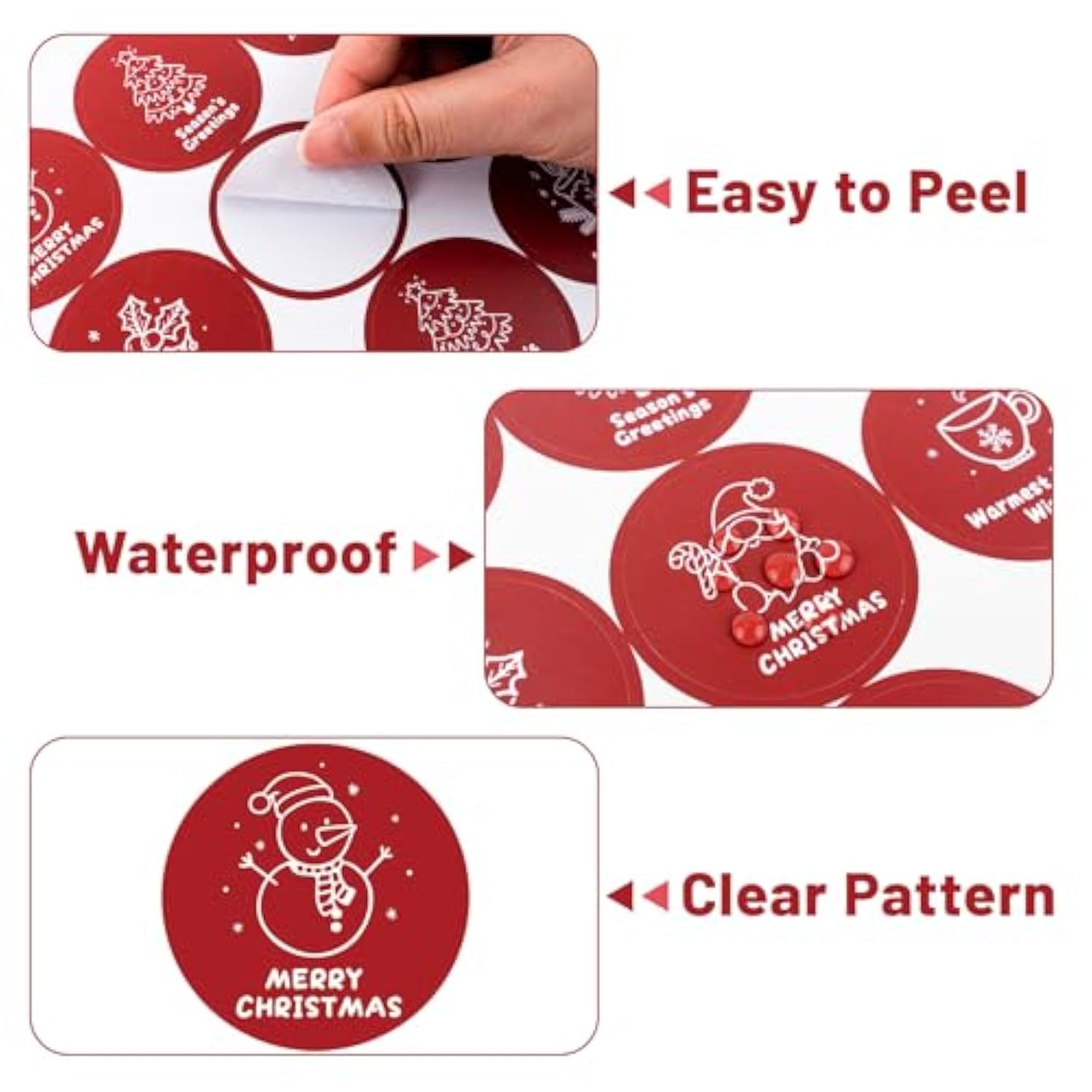120Pcs Christmas Gift Stickers - Red Merry Christmas Stickers, 2Inch Happy Holiday Envelope Seals For Gift Wrapping, Cookie Bags, Xmas Party Supplies, Small Business Packaging