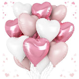 Pink White Heart Balloons, 18 Inch Baby Pink and White Heart Shaped Balloon