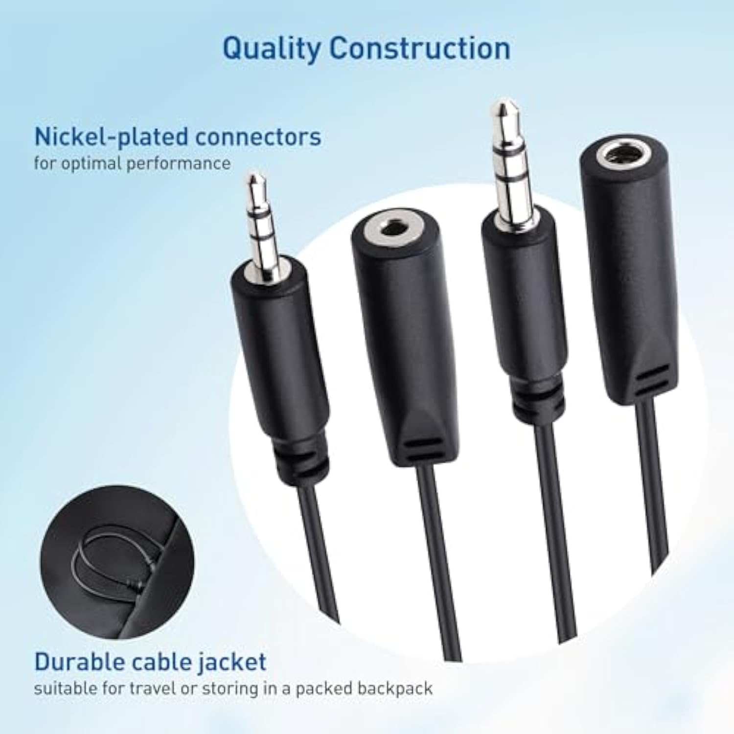 Cable Matters Combo-Pack TRS 2.5 mm and 3.5 mm Headphone Adapter Kit (2.5mm to 3.5mm Adapter and 3.5mm to 2.5mm Adapter) in Black - 4 Inches