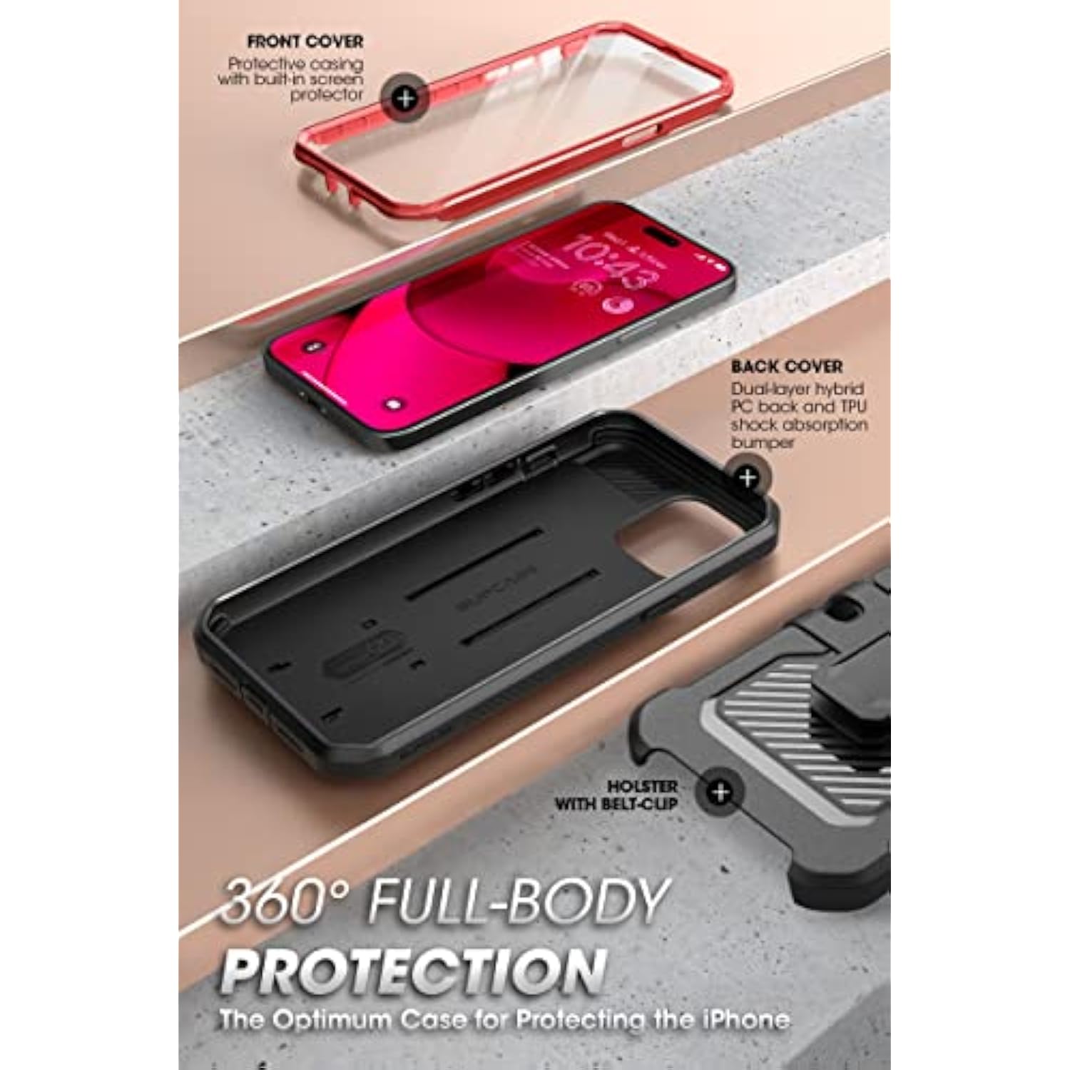 Unicorn Beetle Pro Case with Built-in Screen Protector & Kickstand & Belt-Clip fo iPhone 14 Pro Max