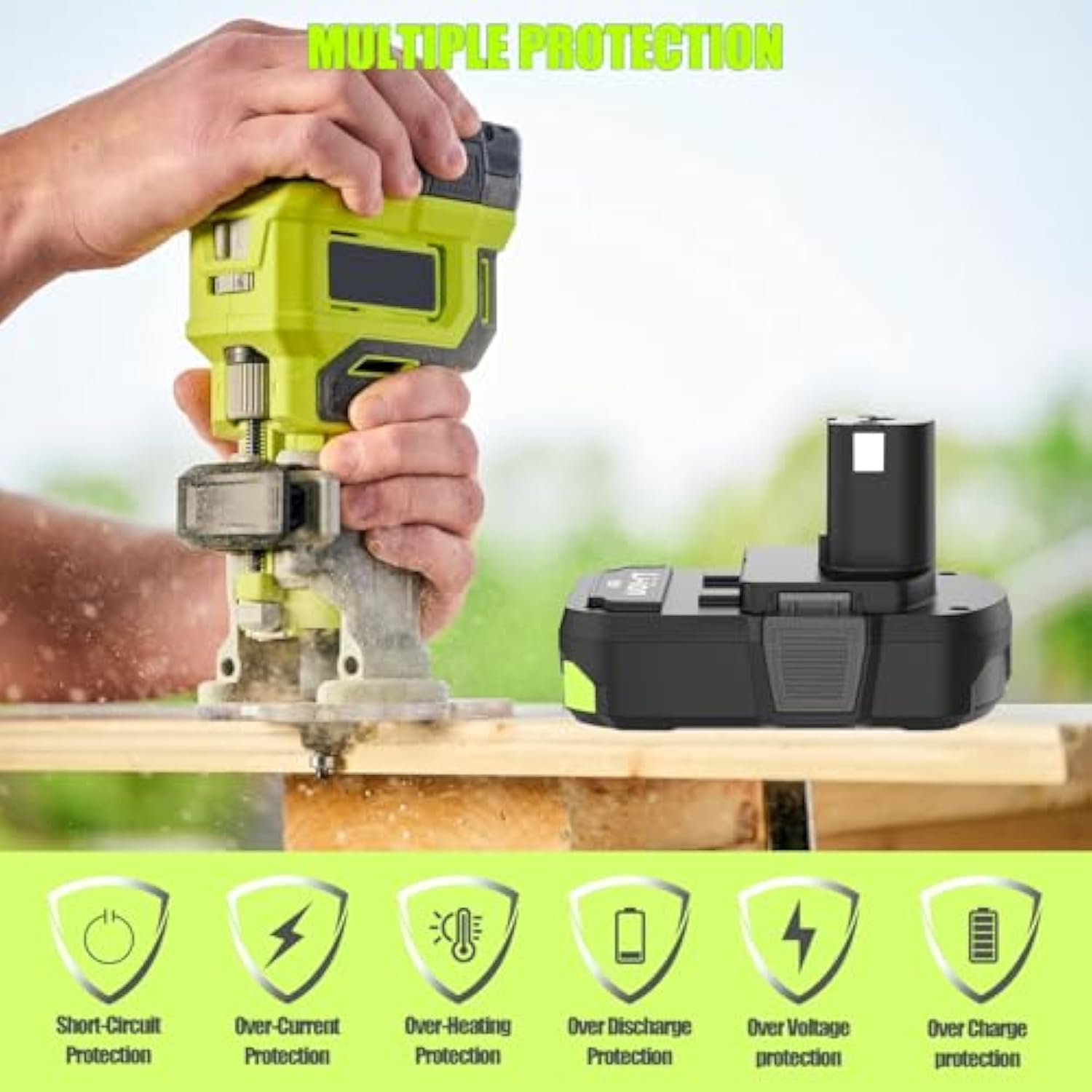 2 Packs 3.0 Replacement For Ryobi 18V Lithium Battery, Compatible With Ryobi 18 Volt For One+ Battery P103 P104 P105 P107 P108 And Cordless Power Tools