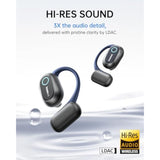 Baseus Open-Ear Headphones, Hi-Res Wireless Audio with LDAC, Rich Bass, Comfortable Silicone Cushion Design, 60H Play, AI Clear Calls, Bluetooth 5.4, IPX4, Open-Ear Earbuds - Bowie MF1