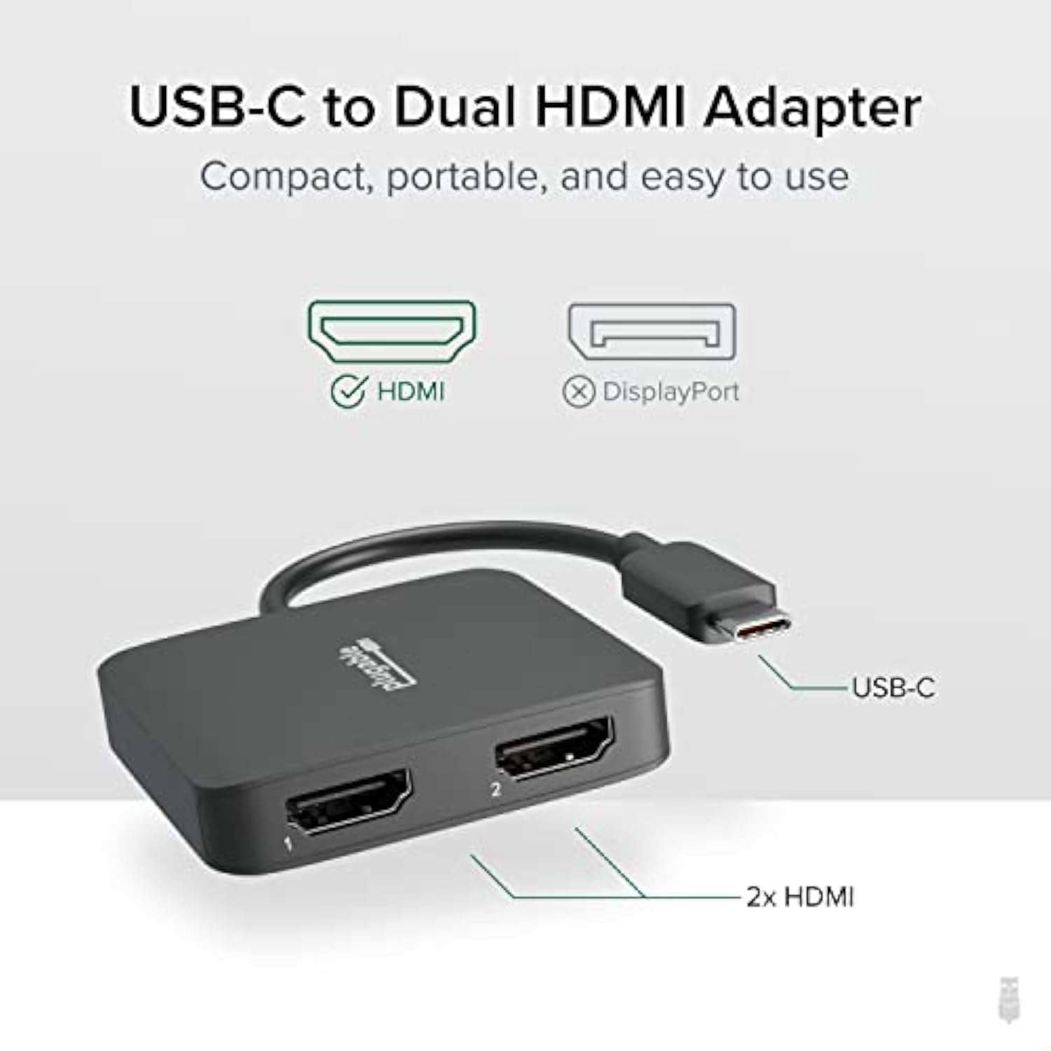 Usb C To Hdmi Adapter For Dual Monitors, 4K 60Hz Usb C Hub For Windows And Chr