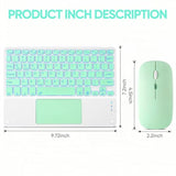 Ultra-Slim Bluetooth Keyboard With Built-In Touchpad And Mouse Portable Mini Wireless Keyboard Rechargeable 7-Color Backlit For Ipad Iphone Samsung Tablet Iphone Smartphone Ios Android Windows-Green