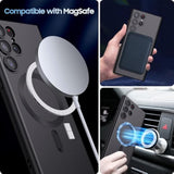 Matte For Samsung Galaxy S22 Ultra Case, Compatible With Magsafe, Slim Thin Magnetic Cover With Built-In Camera Lens Protector Shockproof Phone Shell (Black)