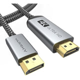 4K Displayport To Hdmi Cable Adapter10Ft, [Aluminum Shell, Nylon Braided] High