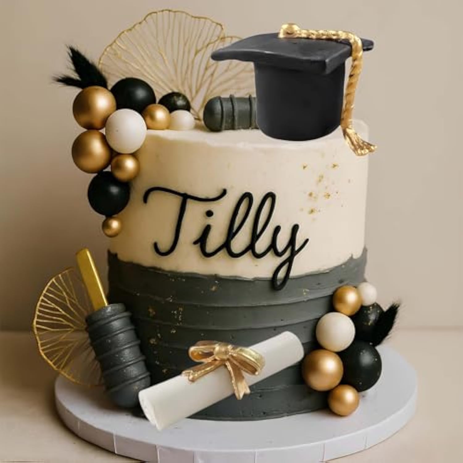 24 Pcs Graduation Cap Cake Toppers Class of 2025 with Diploma Flowers