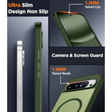 Magnetic For Google Pixel 10 Pro Xl Case, Military Grade Drop Protection Slim Translucent Matte Shockproof Anti-Fingerprint Phone Case For Pixel 10 Pro Xl,Green