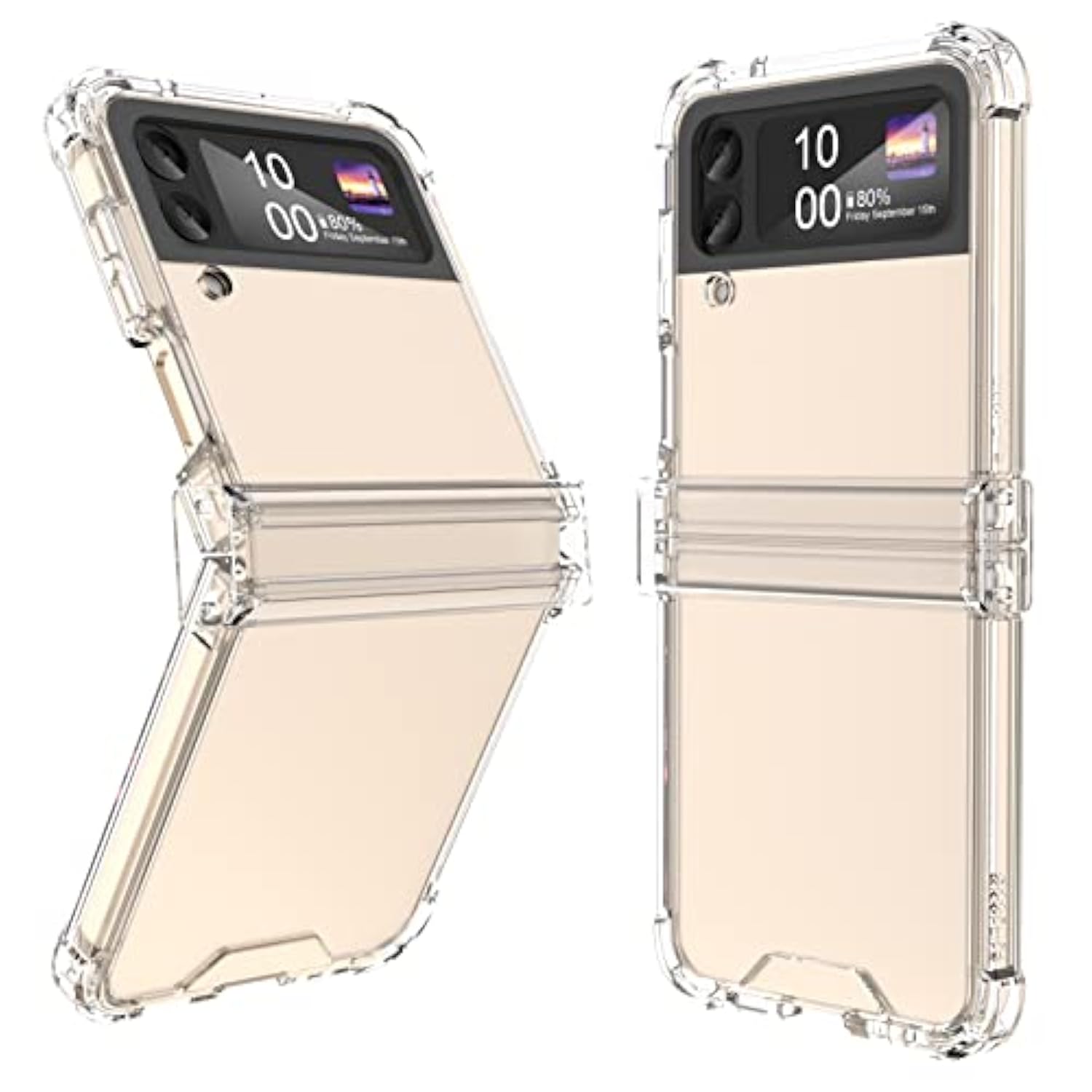 Designed For Galaxy Z Flip 4 Case With Hinge Protection For Samsung Flip 4 Full Cover Shockproof Slim Phone Protection Case Clear For Z Flip 4 5G(2023)-Clear