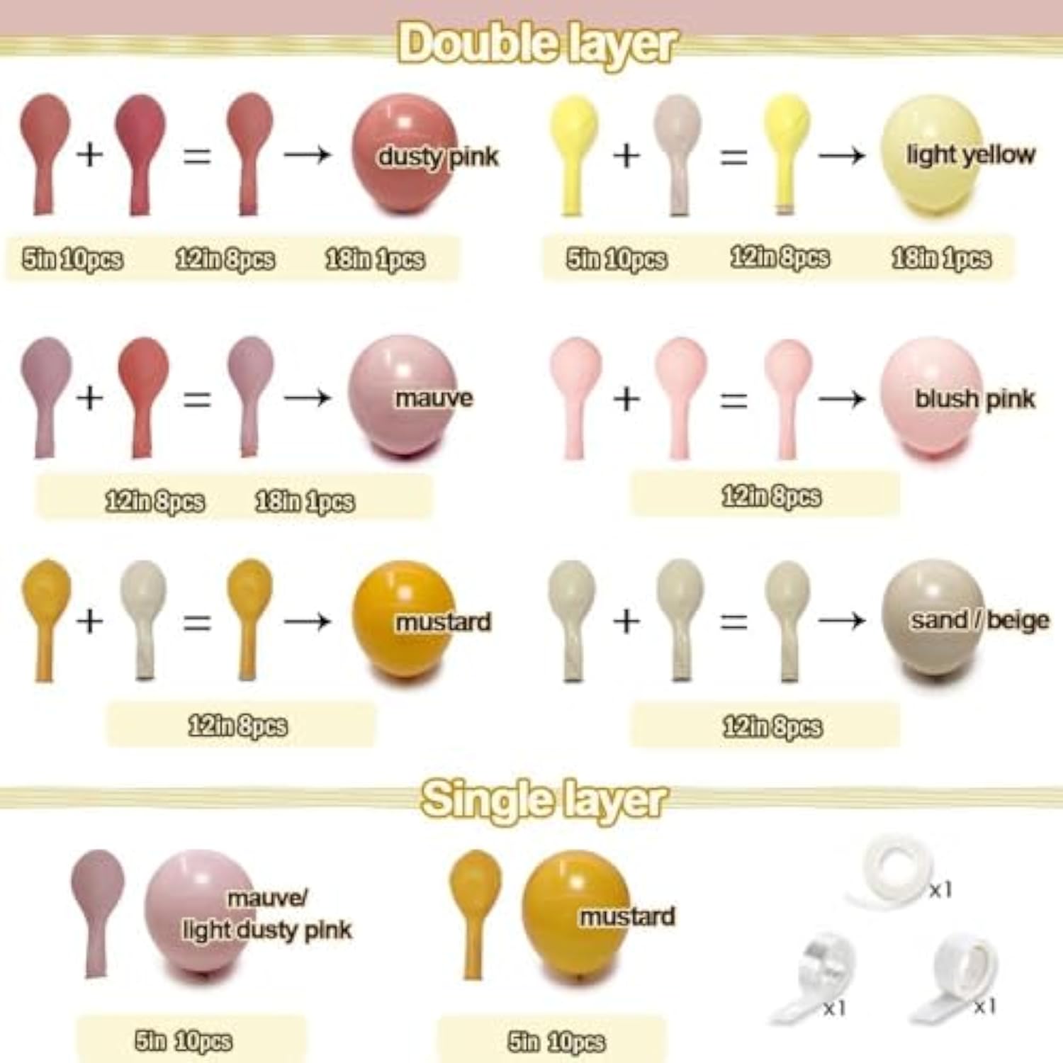 Dusty Pink Yellow Balloon Arch Kit Pastel Pink Mustard White Sand Balloons for Party