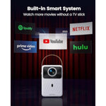 [Builtin Battery & Apps] Mini Projector With Wifi And Bluetooth, Battery Powered Projector 1080P, Smart Portable Projector, Auto Focus Keystone, Outdoor Movie Projector For Phone/Tv Stick