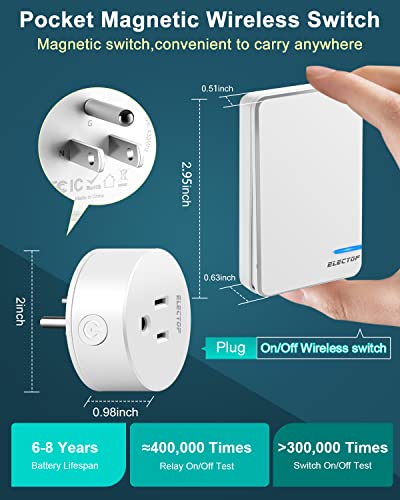 Remote Control Outlet, 15A/1500W Wireless Outlet Power Switch, No Wire Long Range Electrical Switch Plug In On/Off For Lights, Fans, Christmas Lights, Household Appliance, Programmable