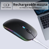 Wireless Bluetooth Mouse Rechargeable, Silent, Dual Mode (Bluetooth 5.2 & Usb) With Led Lights Portable For Laptop, Desktop, & Tablet(Black)