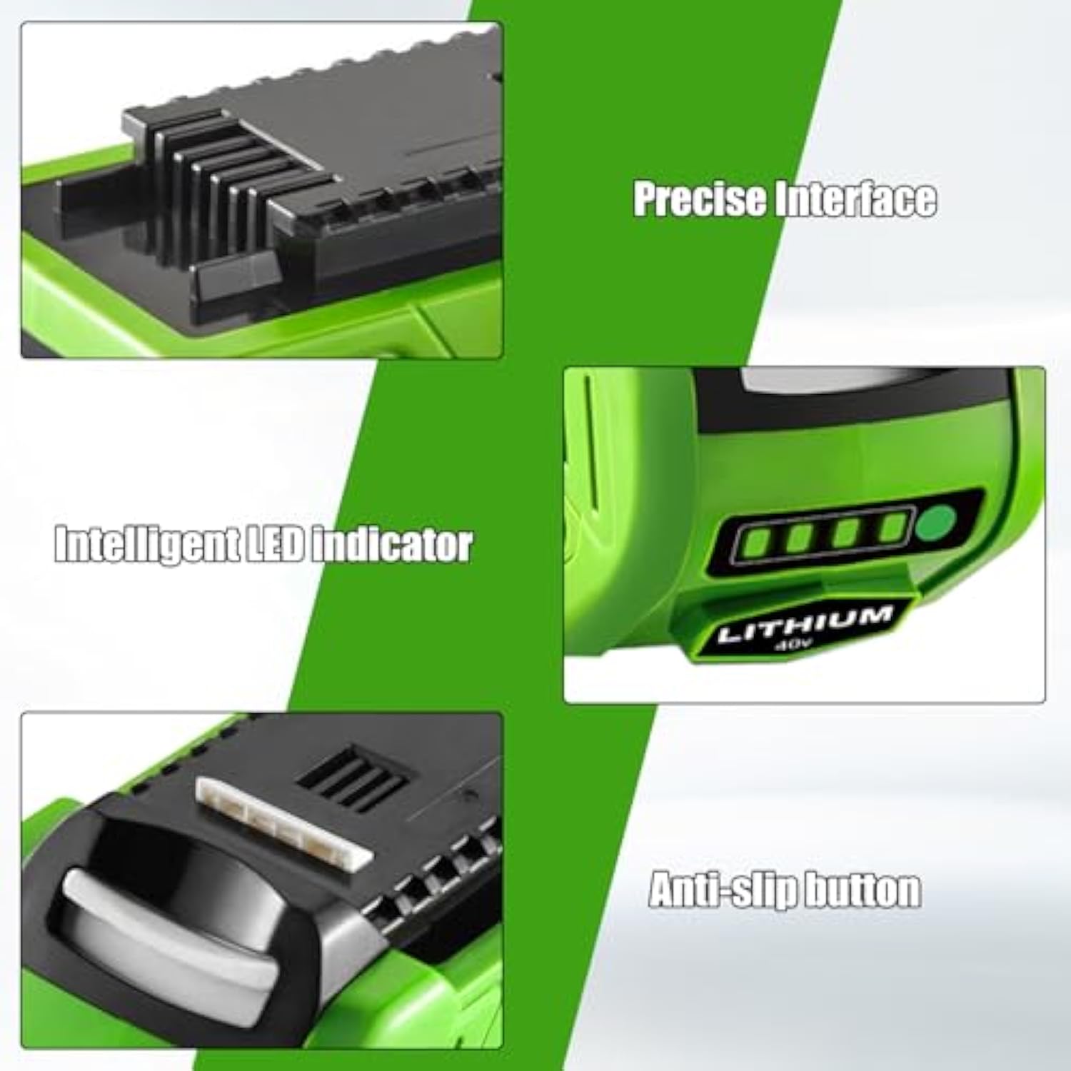 2Packs 40V 6000Mah Lithium-Ion Replacement Battery Compatible With Greenworks 40V Battery G-Max Power Tools 29252 20202 22262 25312 25322 20642 22272 27062 29462 29472 Tools(Not For Gen 1)