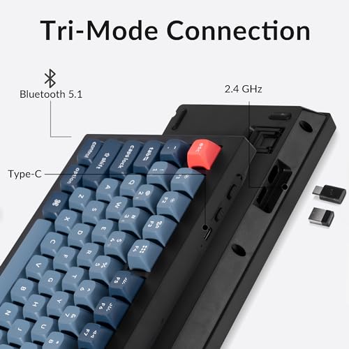 V3 Max Tkl Wireless Mechanical Keyboard, Qmk/Via Rgb Bluetooth/2.4 Ghz/Wired, 87 Keys Hot-Swappable With Gateron Brown Switch, Compatible With Mac Windows Linux