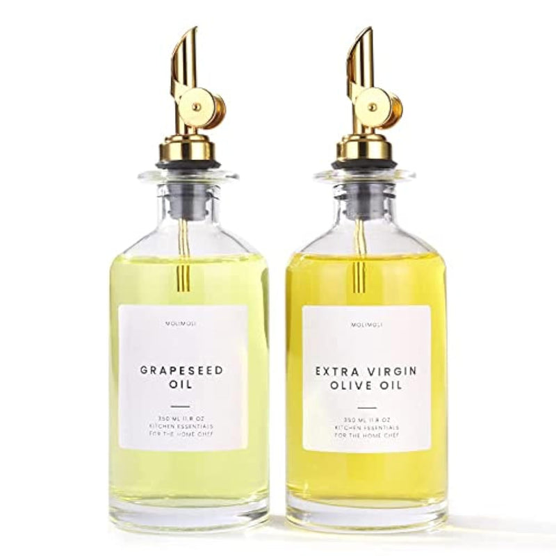 - Premium Olive Oil Dispenser Bottles For Kitchen With Pourer - Oil And Vinegar Dispenser Set, Glass Dispenser For Kitchen, Dispenser Bottle Of 350Ml - Set Of 2