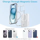 OMOTON Portable Charger Power Bank - 10000mAh Magnetic Fast Charging Battery Pack for iPhone 15 (Above 11 Series), LED Display Indicators and Foldable Stand- Blue