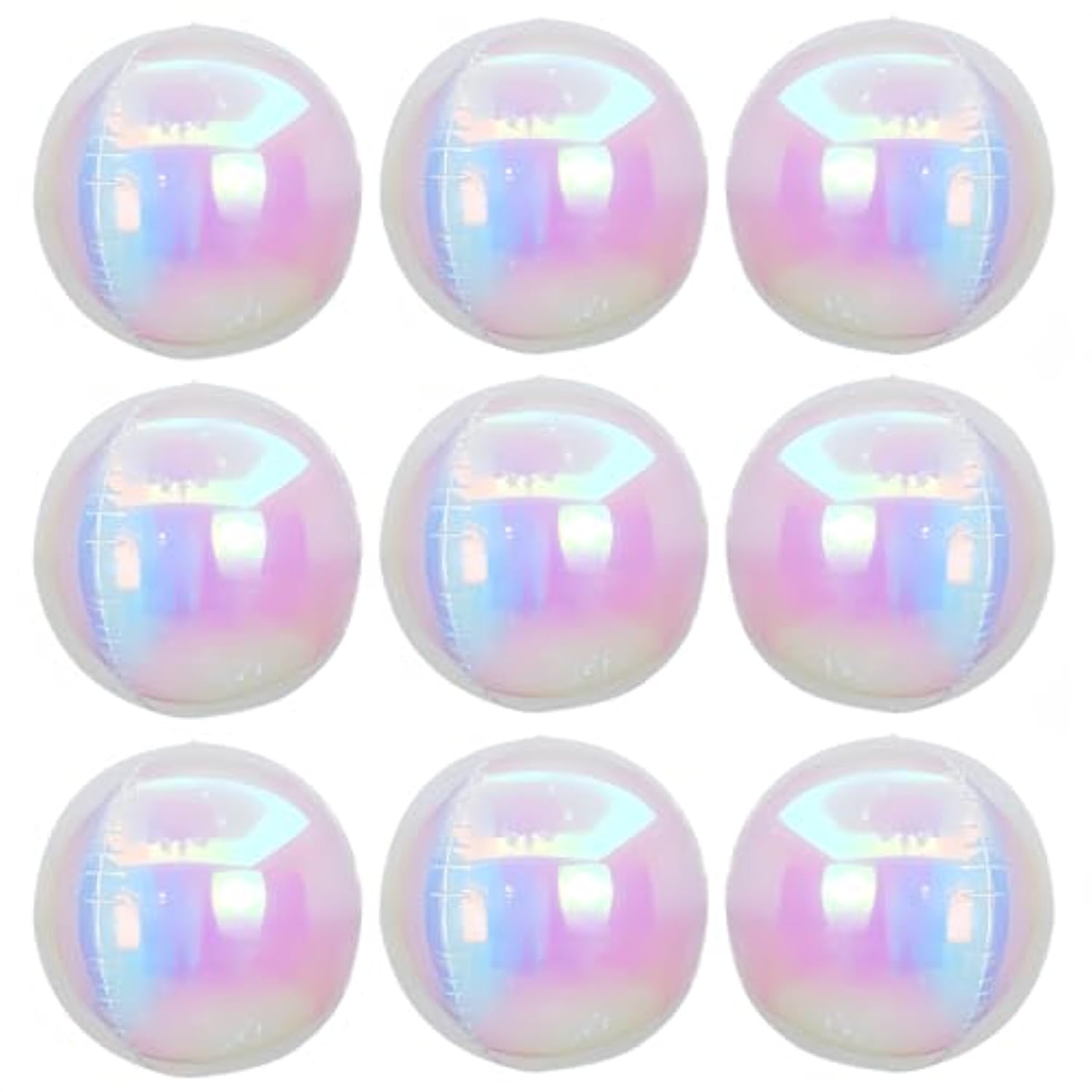 9Pcs Iridescent 4D Round Ball Balloons 10 Inch/Holographic Balloons For Spring/Clear Foil Decorative Folding Rainbow/Taylo Singer Concert Decoration/Under The Sea Mermaid Party Balloon