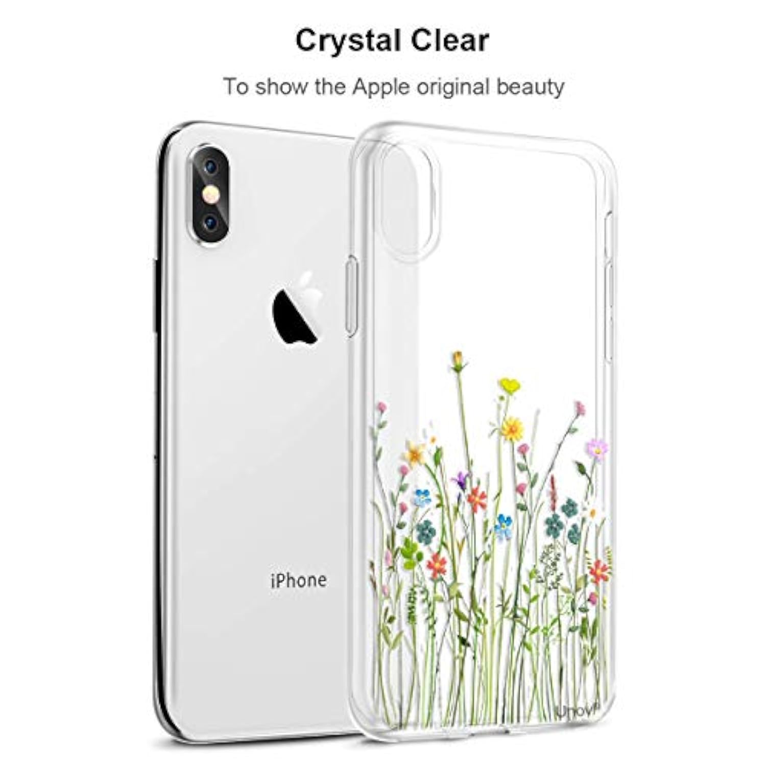 Case Compatible With Xs X Case Clear With Design Slim Protective Soft Tpu Bumper Embossed Pattern Protective 5.8 Inch (Flower Bouquet)