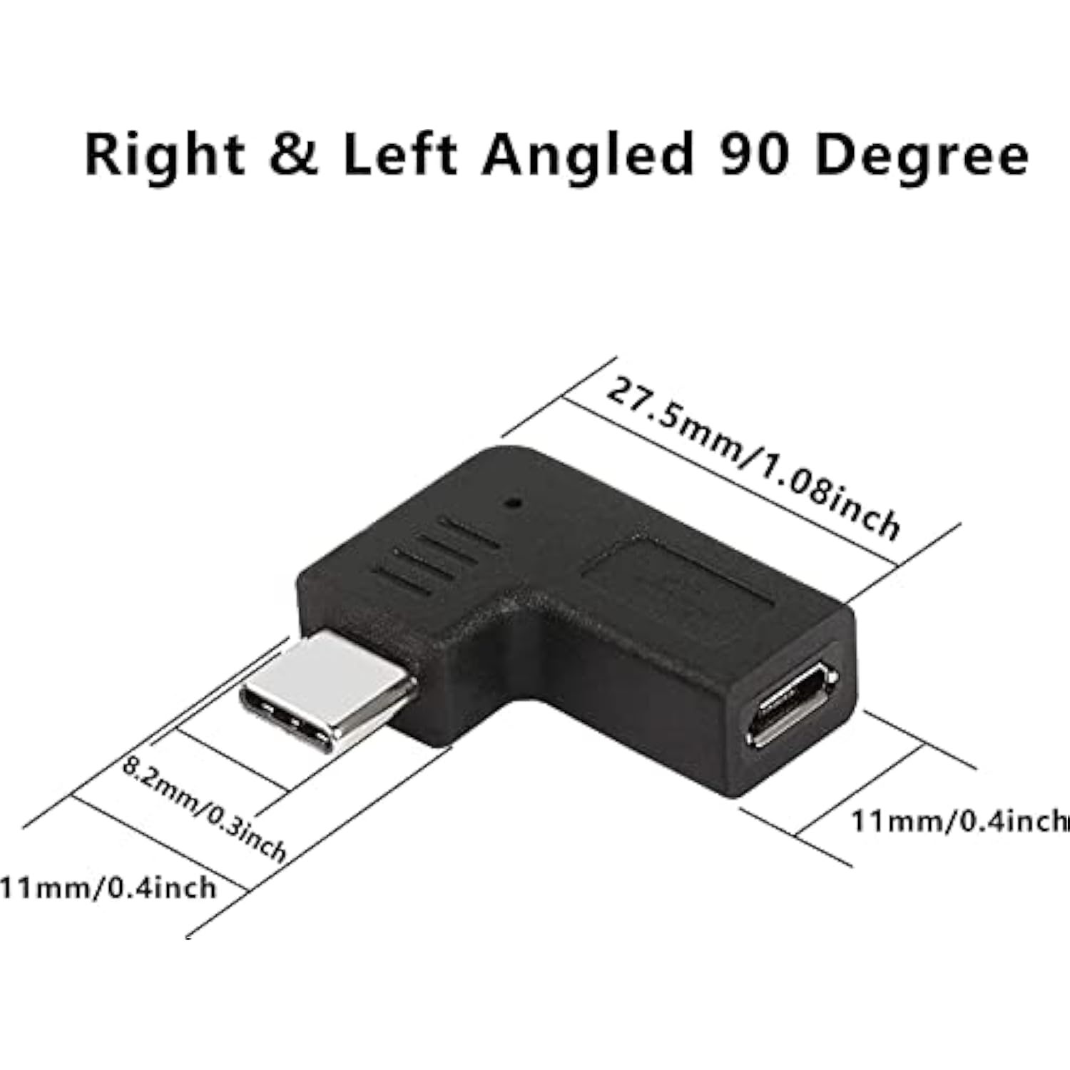 Right Angle Usb C To Micro Usb Adapter, 90 Degree Type C Male To Micro 5Pin Usb Female Charging And Data Transfer Connector Converter Adapter - 2 Pcs/Black