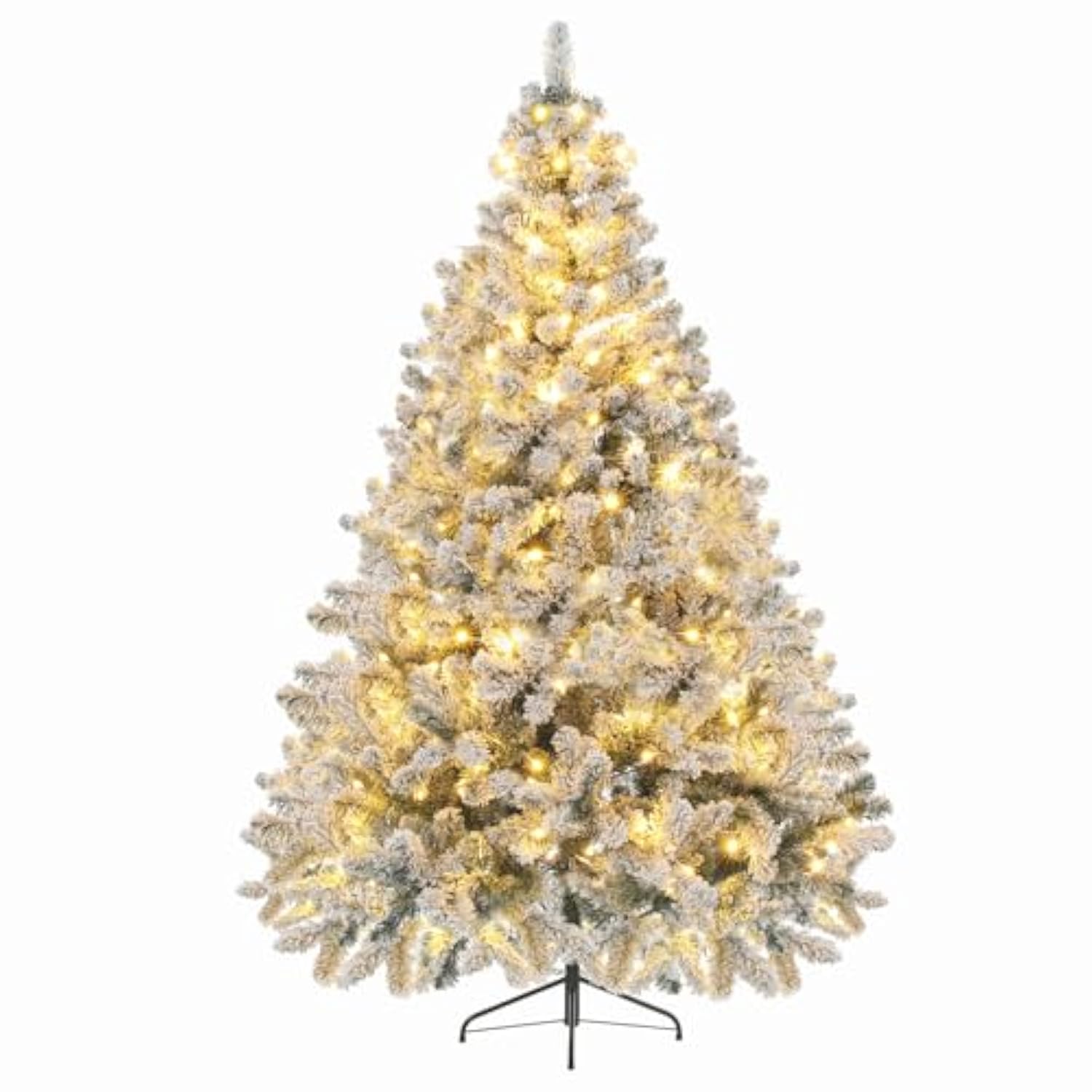Artificial Christmas Tree, 4.5Ft Fake Christmas Trees With Lights, Snow Flocked Pencil Spruce Xmas Tree Foldable Stand Hinged For Home, Party, Office Decoration