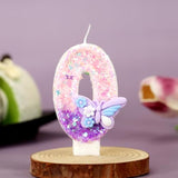 Birthday Number Candles Pink And Purple Butterfly Birthday Candles For Cake Glitter Number 0 Candle Cake Topper With Sequins For Girls And Women Anniversary Celebrations Supplies
