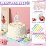 Number 6 Birthday Candle With 12 Pcs Spiral Candles For Girls Macaron Pastel Rainbow Unicorn Pink Cake Topper For Sweet Theme Party Decoration