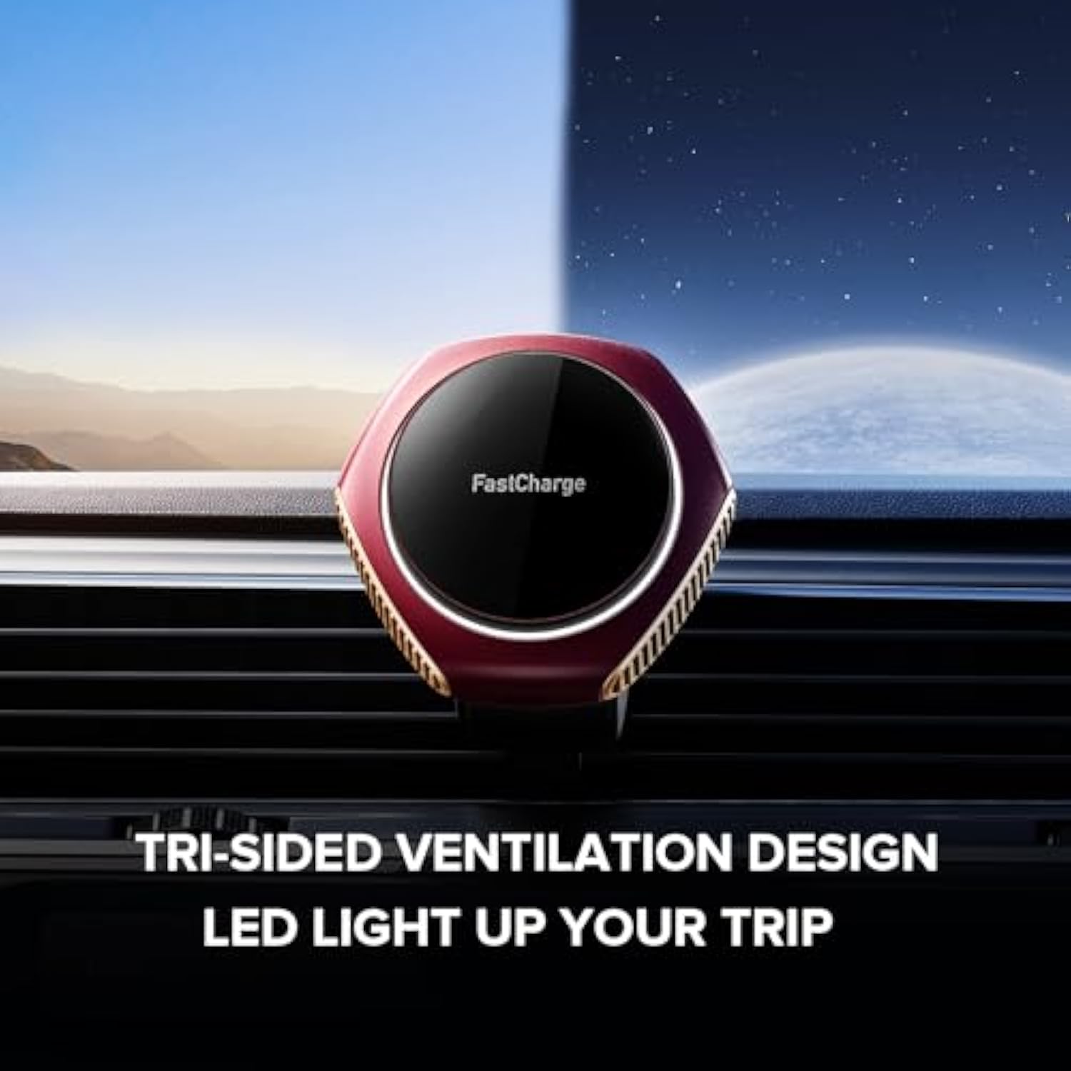 For Magsafe Car Mount Charger, 15W Zinc Alloy Fast Charging Magnetic Wireless Car Charger Phone Holders For Your Car Fits For Iphone 15 Pro Max Plus 14 13 12 Mini Magsafe Case - Red