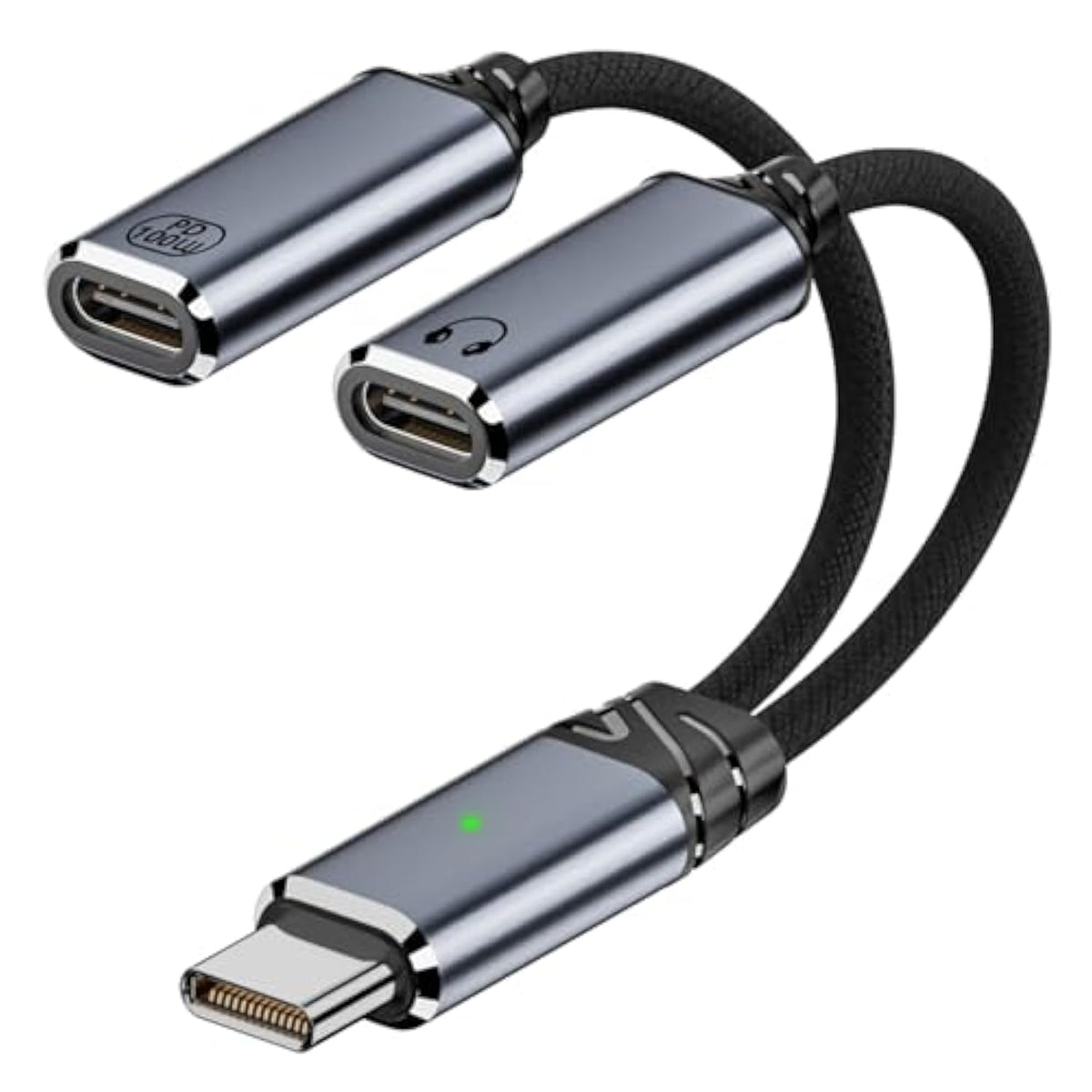 Usb C Splitter, Dual Usb C Headphone And Charger Adapter Audio Dongle Cable With Pd 100W Fast Charging For Iphone 16/15 Series, Ipad, Macbook, Galaxy S24/S23 And More (Grey)