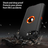 For Iphone Se 2020 Case,Built-In Screen Protector,Shockproof 3-Layer Full Body Protection Rugged Heavy Duty High Impact Hard Cover Case For Iphone Se 2Nd Gen 4.7-Inch,Black/Orange